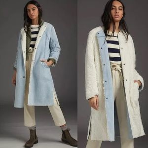 Anthropologie Pilcro Reversible Sherpa Denim Duster Coat
